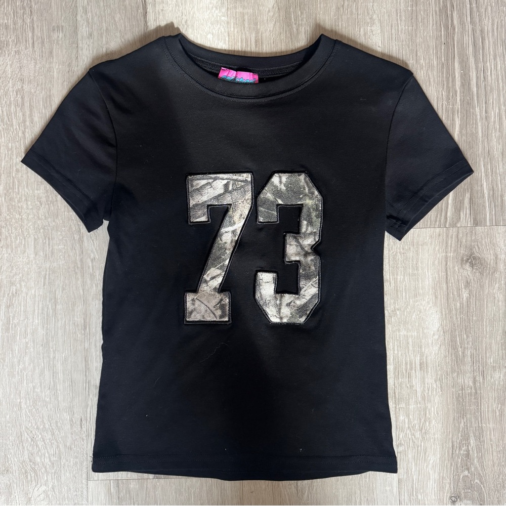 Edikted Black Tee with Camo 73 Graphic